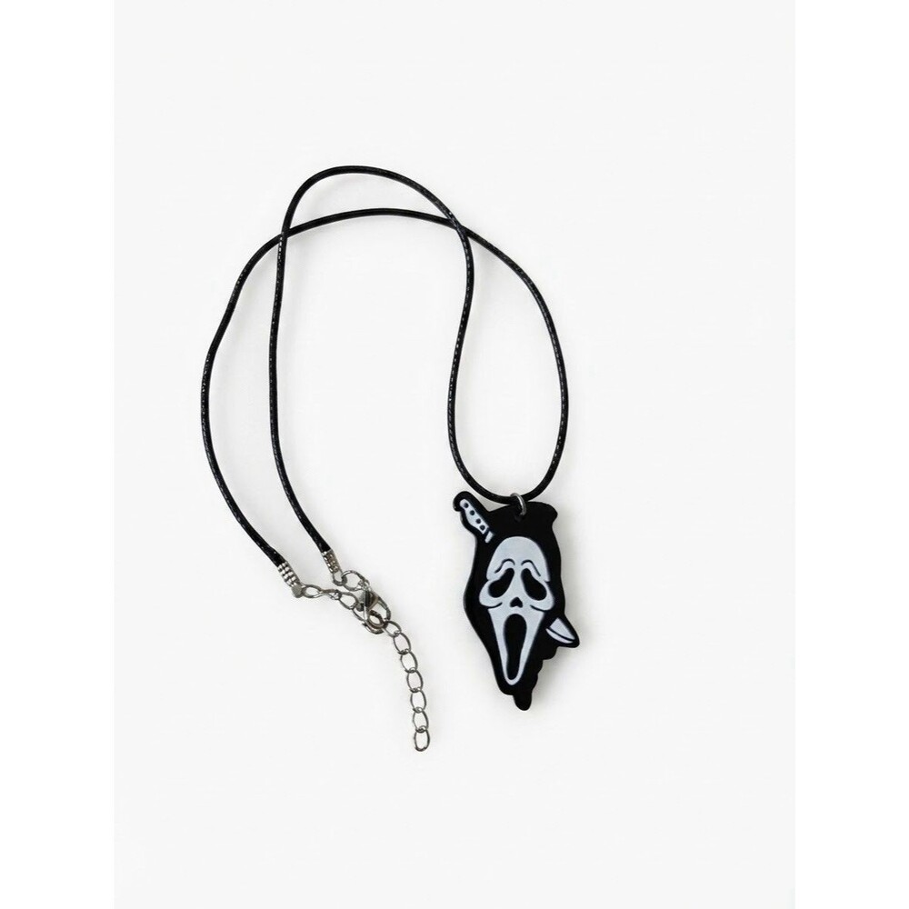 Scream Ghostface Horror Movie Pendant Necklace Black Choker Halloween Spooky Fal